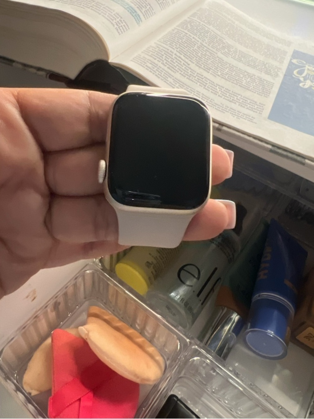 Apple Smartwatch with White Silicone Band